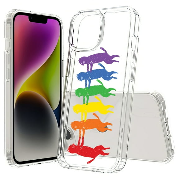 TalkingCase Hybrid Phone Cover Compatible for Apple iPhone 15 Plus, Queue cats 2 Print, Acrylic Back, Raised Edges, USA