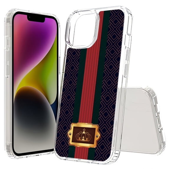 TalkingCase Hybrid Phone Cover Compatible for Apple iPhone 15 Plus, Royal Ribbon Luxury Print, Acrylic Back, Raised Edges, USA