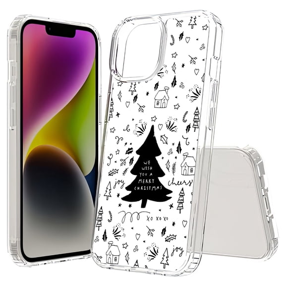 TalkingCase Hybrid Phone Cover Compatible for Apple iPhone 15 Plus, Wish You A Xmas Print, Acrylic Back, Raised Edges, USA