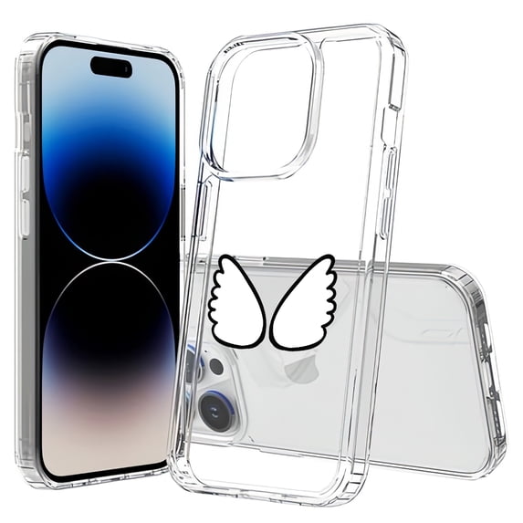 TalkingCase Hybrid Phone Cover Compatible for Apple iPhone 15 Pro, Baby Angel Wings Print, Acrylic Back, Raised Edges, USA