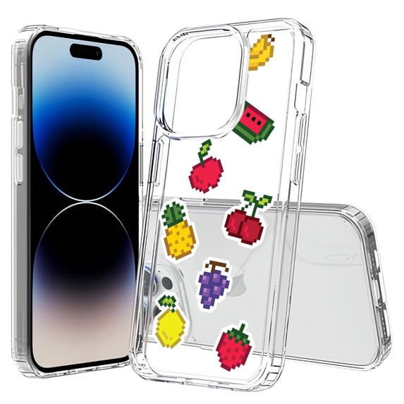 TalkingCase Hybrid Phone Cover Compatible for Apple iPhone 15 Pro, Banana pineapple Print, Acrylic Back, Raised Edges, USA
