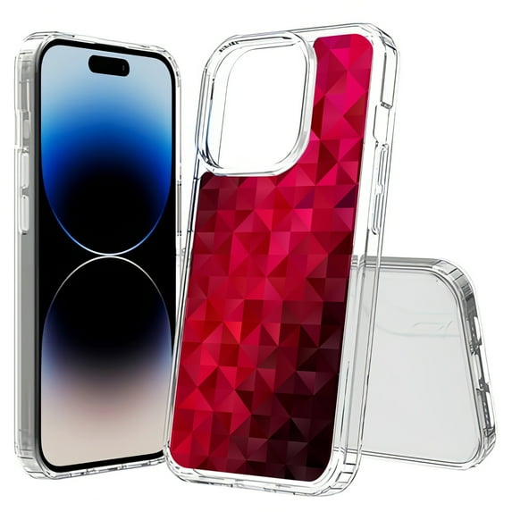 TalkingCase Hybrid Phone Cover Compatible for Apple iPhone 15 Pro, Geometric Shapes 1 Print, Acrylic Back, Raised Edges, USA