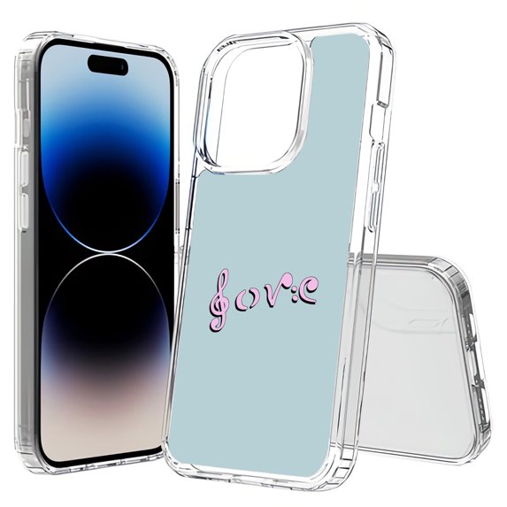 TalkingCase Hybrid Phone Cover Compatible for Apple iPhone 15 Pro, Love Music Note Print, Acrylic Back, Raised Edges, USA