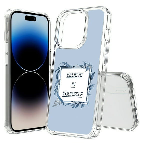TalkingCase Hybrid Phone Cover Compatible for Apple iPhone 15 Pro Max, Believe In Yourself Print, Acrylic Back, Raised Edges, USA