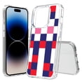 thumbnail image 1 of TalkingCase Hybrid Phone Cover Compatible for Apple iPhone 15 Pro Max, Blue Red Pattern Print, Acrylic Back, Raised Edges, USA, 1 of 7