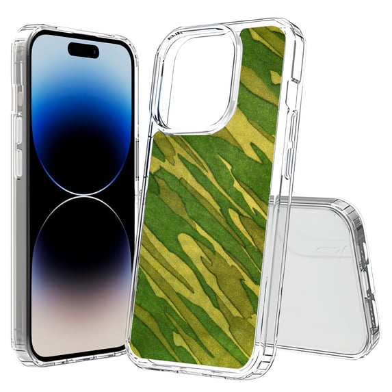 TalkingCase Hybrid Phone Cover Compatible for Apple iPhone 15 Pro Max, Camouflage Design 6 Print, Acrylic Back, Raised Edges, USA