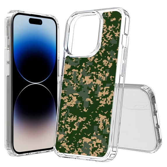 TalkingCase Hybrid Phone Cover Compatible for Apple iPhone 15 Pro Max, Camouflage Design Print, Acrylic Back, Raised Edges, USA