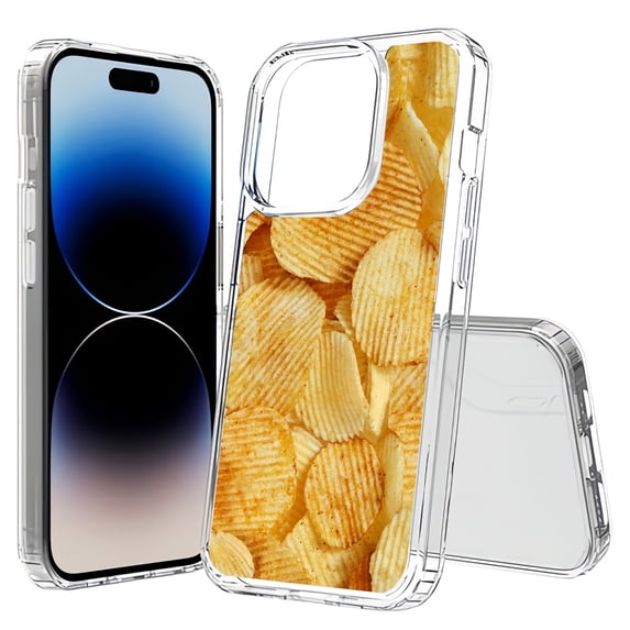 TalkingCase Hybrid Phone Cover Compatible for Apple iPhone 15 Pro Max, Crispy Potato Chips Print, Acrylic Back, Raised Edges, USA