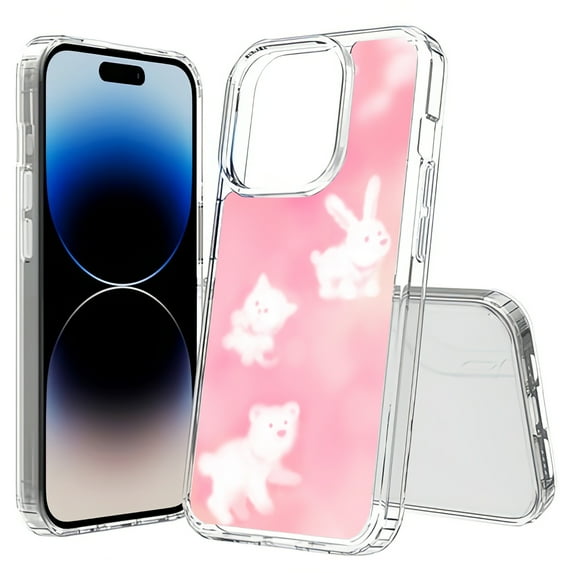 TalkingCase Hybrid Phone Cover Compatible for Apple iPhone 15 Pro Max, Cute Animal Clouds Print, Acrylic Back, Raised Edges, USA