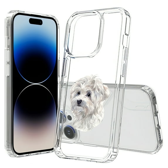 TalkingCase Hybrid Phone Cover Compatible for Apple iPhone 15 Pro Max, Dog Watercolor 6 Print, Acrylic Back, Raised Edges, USA