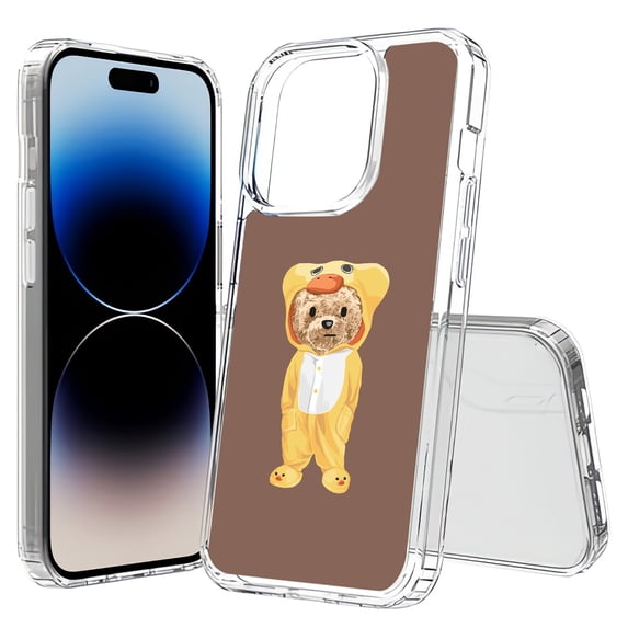 TalkingCase Hybrid Phone Cover Compatible for Apple iPhone 15 Pro Max, Duck Teddy Bear Print, Acrylic Back, Raised Edges, USA