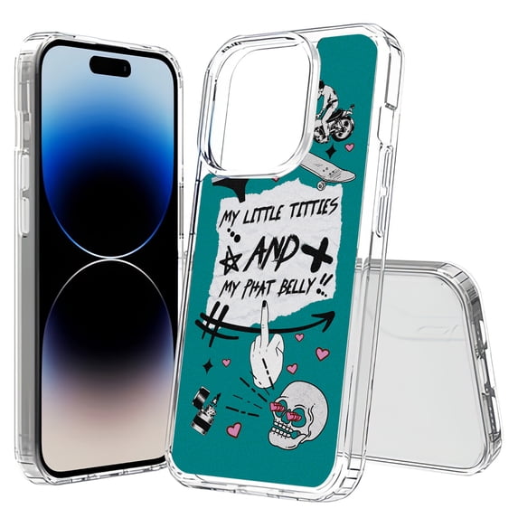 TalkingCase Hybrid Phone Cover Compatible for Apple iPhone 15 Pro Max, Little titties Print, Acrylic Back, Raised Edges, USA