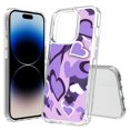 thumbnail image 1 of TalkingCase Hybrid Phone Cover Compatible for Apple iPhone 15 Pro Max, Purple Love Hearts Print, Acrylic Back, Raised Edges, USA, 1 of 7