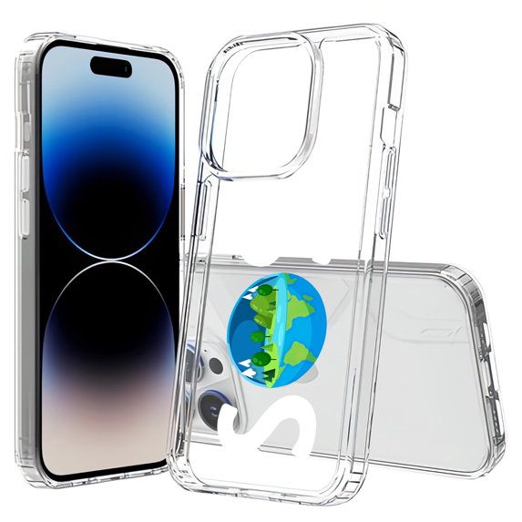 TalkingCase Hybrid Phone Cover Compatible for Apple iPhone 15 Pro Max, SOS Earth Design Print, Acrylic Back, Raised Edges, USA