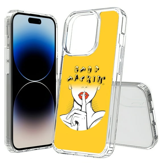TalkingCase Hybrid Phone Cover Compatible for Apple iPhone 15 Pro Max, Stop Talkin Print, Acrylic Back, Raised Edges, USA