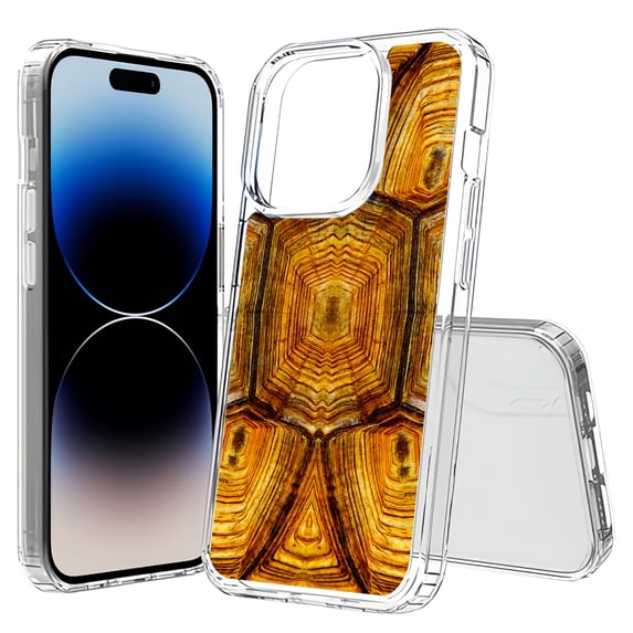 TalkingCase Hybrid Phone Cover Compatible for Apple iPhone 15 Pro Max, Turtle Shell Print, Acrylic Back, Raised Edges, USA
