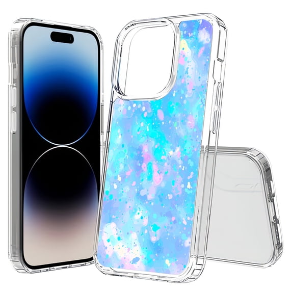 TalkingCase Hybrid Phone Cover Compatible for Apple iPhone 15 Pro Max, Watercolor Rain Drop Print, Acrylic Back, Raised Edges, USA