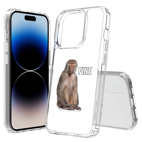 TalkingCase Hybrid Phone Cover Compatible for Apple iPhone 15 Pro, Meme Monkey Fine Print, Acrylic Back, Raised Edges, USA