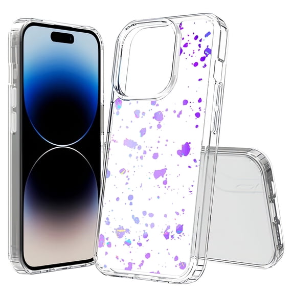 TalkingCase Hybrid Phone Cover Compatible for Apple iPhone 15 Pro, Opal Marble 8 Print, Acrylic Back, Raised Edges, USA