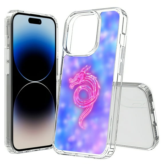TalkingCase Hybrid Phone Cover Compatible for Apple iPhone 15 Pro, Shining Dragon Print, Acrylic Back, Raised Edges, USA