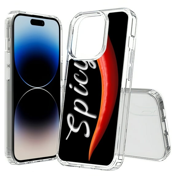 TalkingCase Hybrid Phone Cover Compatible for Apple iPhone 15 Pro, Spicy Chili Pepper 1 Print, Acrylic Back, Raised Edges, USA