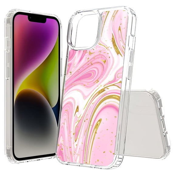 TalkingCase Hybrid Phone Cover Compatible for Apple iPhone 15, Random Shapes 11 Print, Acrylic Back, Raised Edges, Print in USA