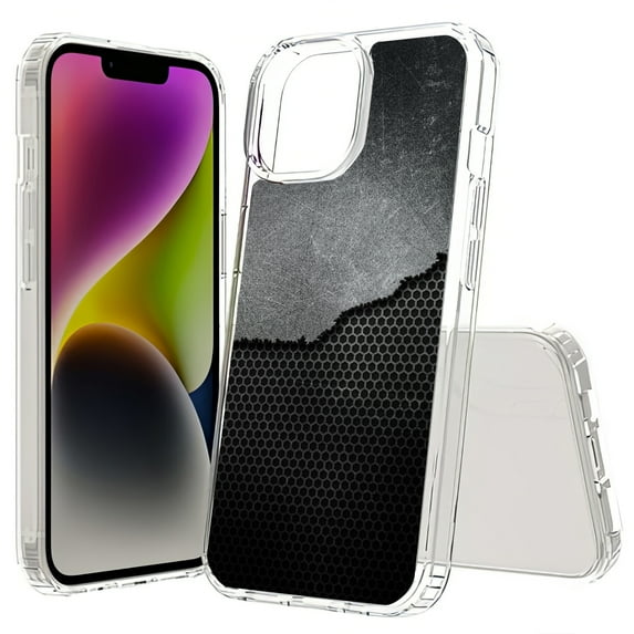 TalkingCase Hybrid Phone Cover Compatible for Apple iPhone 15, Steel Pattern 19 Print, Acrylic Back, Raised Edges, Print in USA