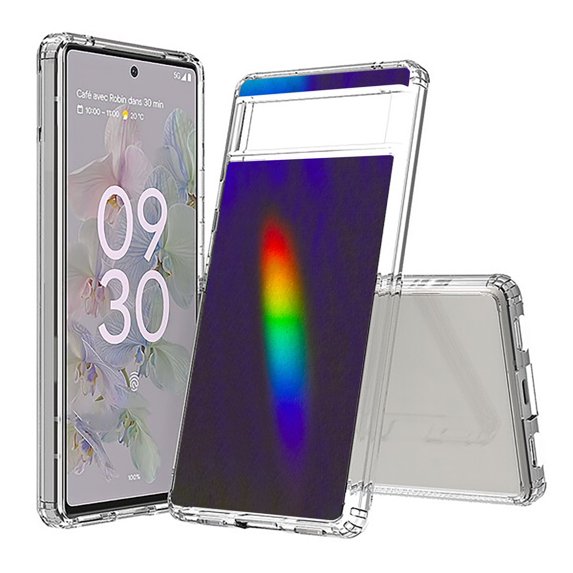 TalkingCase Hybrid Phone Cover Compatible for Google Pixel 6a, Rainbow Color Light Print, Acrylic Back, Raised Edges, Print in USA