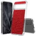 thumbnail image 1 of TalkingCase Hybrid Phone Cover Compatible for Google Pixel 8 Pro, Red Leather Texture Print, Acrylic Back, Raised Edges, USA, 1 of 7