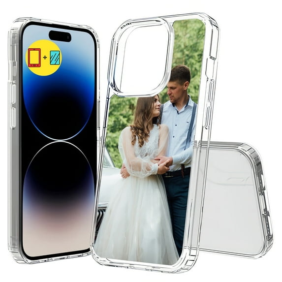 TalkingCase Personalize Custom Phone Cover Made for Apple iPhone 15 Pro, w/ Glass Screen Protector, DIY, Love Car, Acrylic Back, Raised Edges, Print in USA