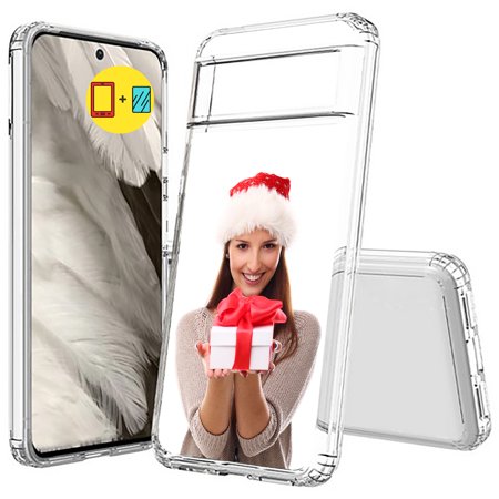TalkingCase Personalize Hybrid Phone Case Cover Made for Google Pixel 8a 2024, Glass Screen Protector Incl, DIY Design, Christmas Gift Love, Acrylic Back, Raised Edges, USA Print
