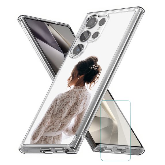 TalkingCase Personalize Slim Fit Phone Case Cover Made for Samsung Galaxy S24 Ultra, Glass Screen Protector Incl, DIY Design, Love of My Life, Lightweight,Flexible, USA Print