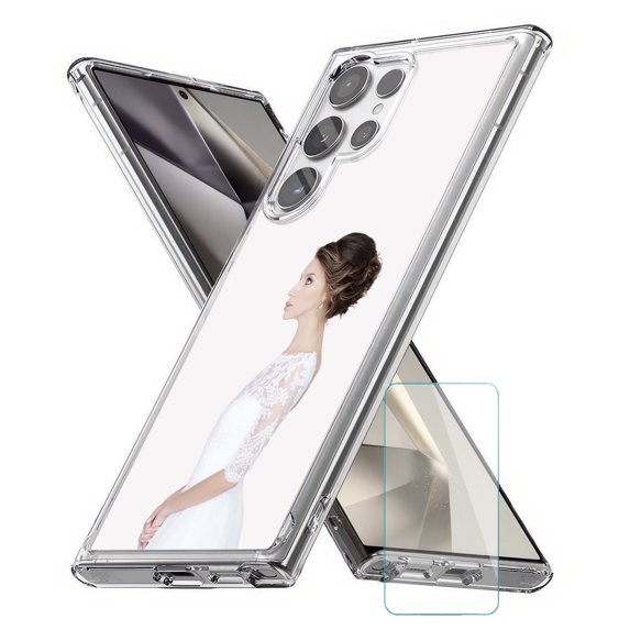 TalkingCase Personalize Slim Fit Phone Case Cover Made for Samsung Galaxy S24 Ultra, Glass Screen Protector Incl, DIY Design, Stand here Waiting, Lightweight,Flexible, USA Print