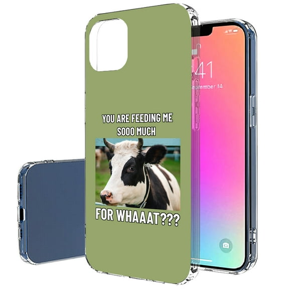TalkingCase Slim Case for Apple iPhone 14 Plus, Slim Thin Gel Tpu Cover, Funny Meme Cow Print, Light Weight, Flexible, Soft, Anti-Scratch, Printed in USA