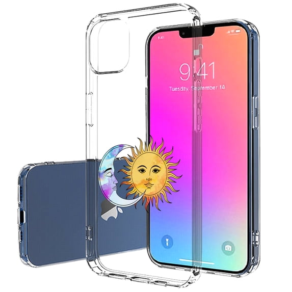 TalkingCase Slim Case for Apple iPhone 14 Plus, Slim Thin Gel Tpu Cover, Watercolor Moon Print, Light Weight, Flexible, Soft, Anti-Scratch, Printed in USA