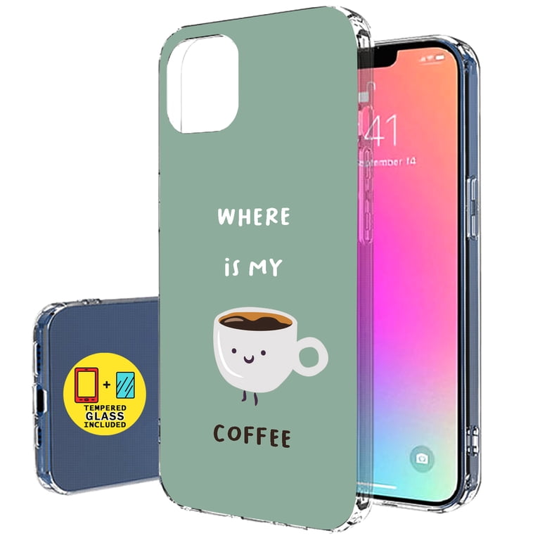 talkingcase-slim-case-for-apple-iphone-14-plus-thin-gel-tpu-cover-with-tempered-glass-screen-protector-where-is-my-coffee-print-light-weight-flexible-soft-anti-scratch-printed-in-usa-walmart-com