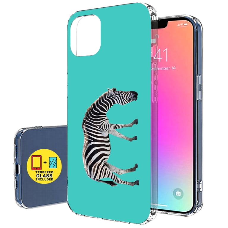 talkingcase-slim-case-for-apple-iphone-14-plus-thin-gel-tpu-cover-with-tempered-glass-screen-protector-zebra-photo-print-light-weight-flexible-soft-anti-scratch-printed-in-usa-walmart-com