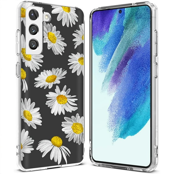 TalkingCase Slim Case Compatible for Samsung Galaxy S21 FE 5G (Fan Edition), Daisy Floral Print, Lightweight, Flexible, Soft, USA