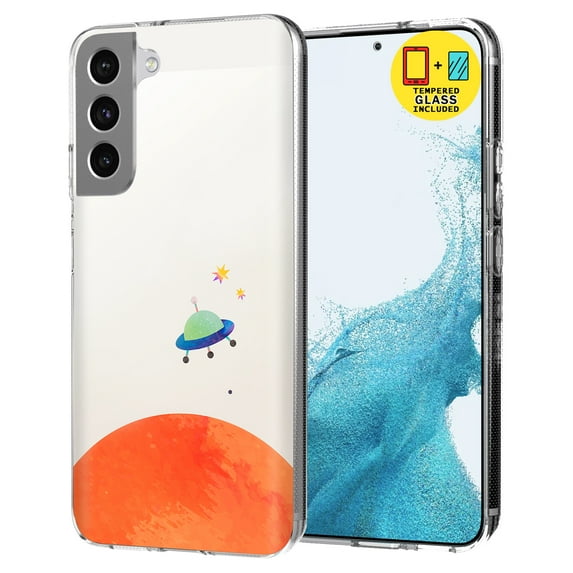 TalkingCase Slim Case Compatible for Samsung Galaxy S22 5G, Glass Screen Protector Incl, Alien Planet 18 Print, Lightweight,Flexible,Soft, USA