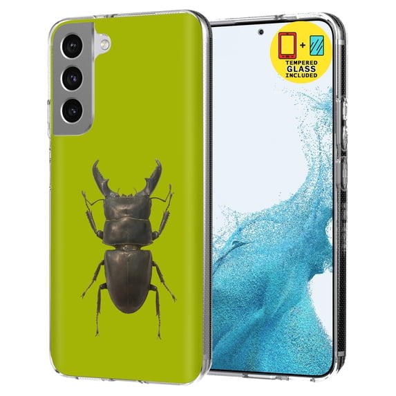 TalkingCase Slim Case Compatible for Samsung Galaxy S22 5G, Glass Screen Protector Incl, Beetle Photo Print, Lightweight,Flexible,Soft, USA