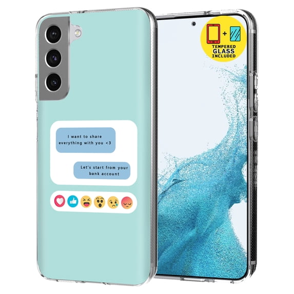 TalkingCase Slim Case Compatible for Samsung Galaxy S22 5G, Glass Screen Protector Incl, Cute Message Print, Lightweight,Flexible,Soft, USA