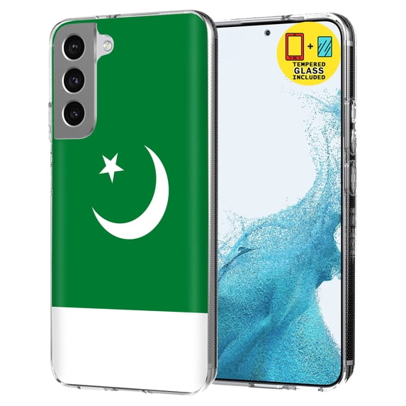 TalkingCase Slim Case Compatible for Samsung Galaxy S22 5G, Glass Screen Protector Incl, Flag Pakistan Print, Lightweight,Flexible,Soft, USA