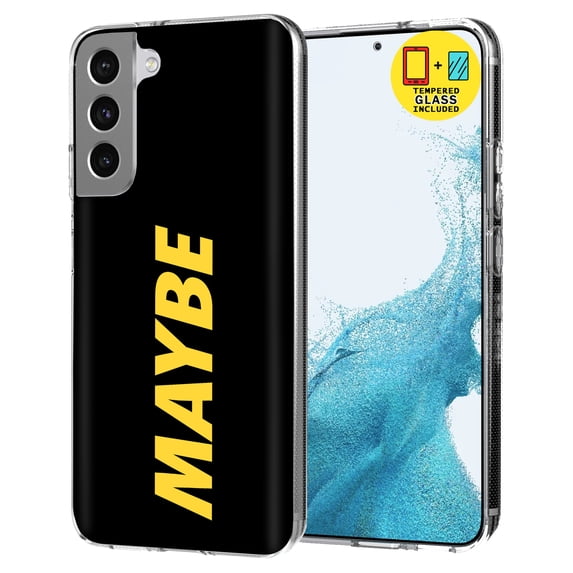 TalkingCase Slim Case Compatible for Samsung Galaxy S22 5G, Glass Screen Protector Incl, Funny Quote Maybe Print, Lightweight,Flexible,Soft, USA