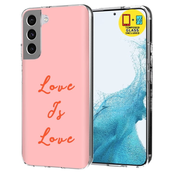 TalkingCase Slim Case Compatible for Samsung Galaxy S22 5G, Glass Screen Protector Incl, Love Is Love Print, Lightweight,Flexible,Soft, USA