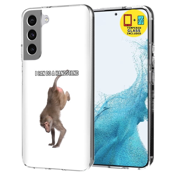 TalkingCase Slim Case Compatible for Samsung Galaxy S22 5G, Glass Screen Protector Incl, Meme Monkey Print, Lightweight,Flexible,Soft, USA