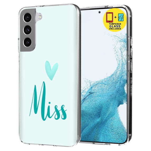 TalkingCase Slim Case Compatible for Samsung Galaxy S22 5G, Glass Screen Protector Incl, Miss You 1 Print, Lightweight,Flexible,Soft, USA