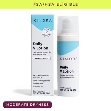 Kindra Daily V Moisturizer Lotion - For Vaginal Vulva Dryness And Discomfort - Hormone Free, Gyn Tested, pH-balanced, Doctor Recommended - 60 Applications