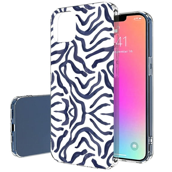 TalkingCase Slim Case for Apple iPhone 13, Blue Animal Fur 12 Print, Lightweight, Soft, USA