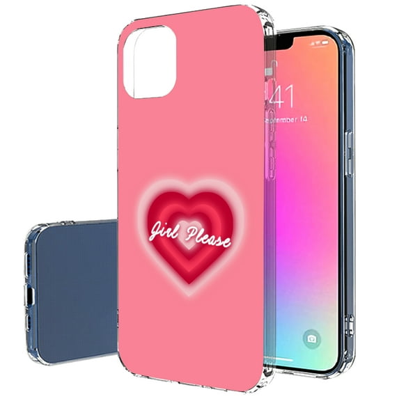 TalkingCase Slim Case for Apple iPhone 13, Girl Please Hearts Print, Lightweight, Soft, USA