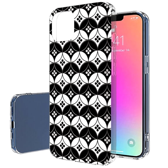 TalkingCase Slim Case for Apple iPhone 13 Mini, Black White Japanese Print, Lightweight, Soft, USA